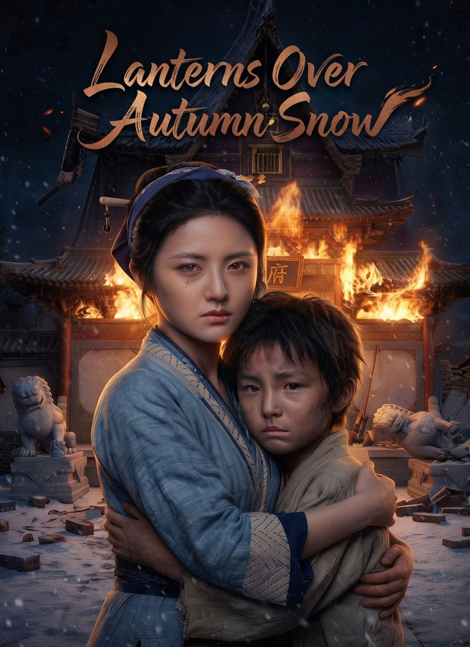 Lanterns Over Autumn Snow poster