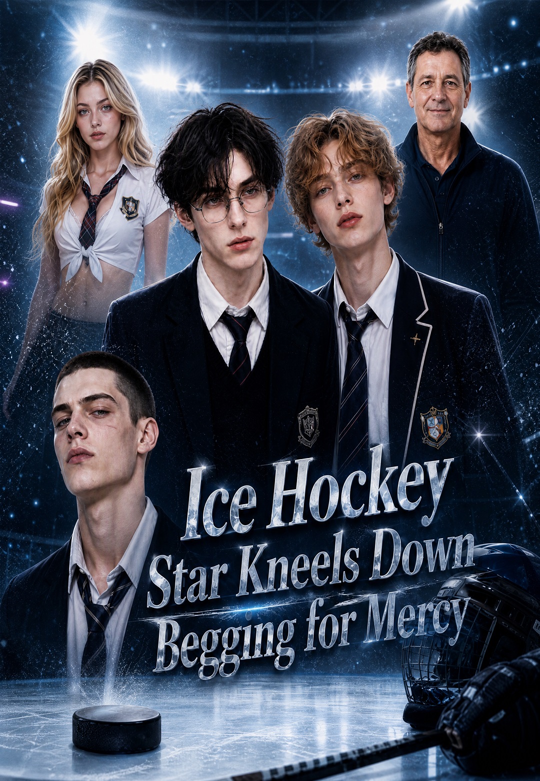 Ice Hockey Star Kneels Down Begging for Mercy poster