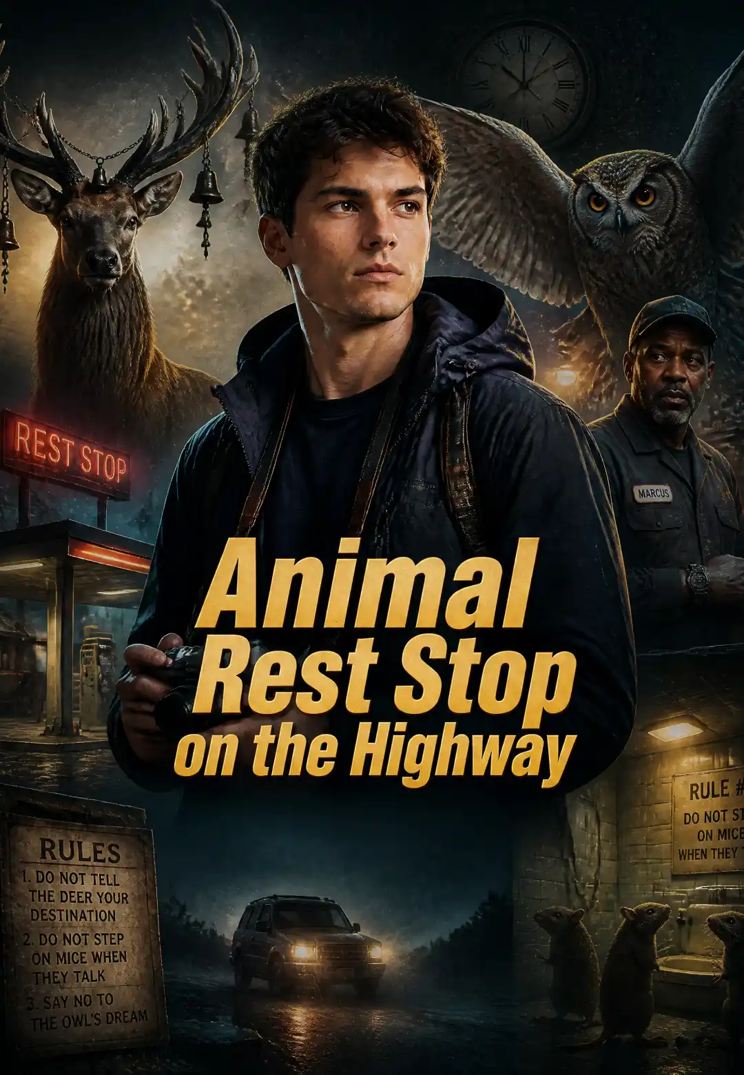 Animal Rest Stop on the Highway poster