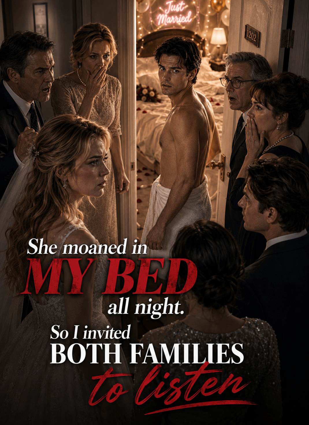 She moaned in my bed all night. So I invited both families to listen poster