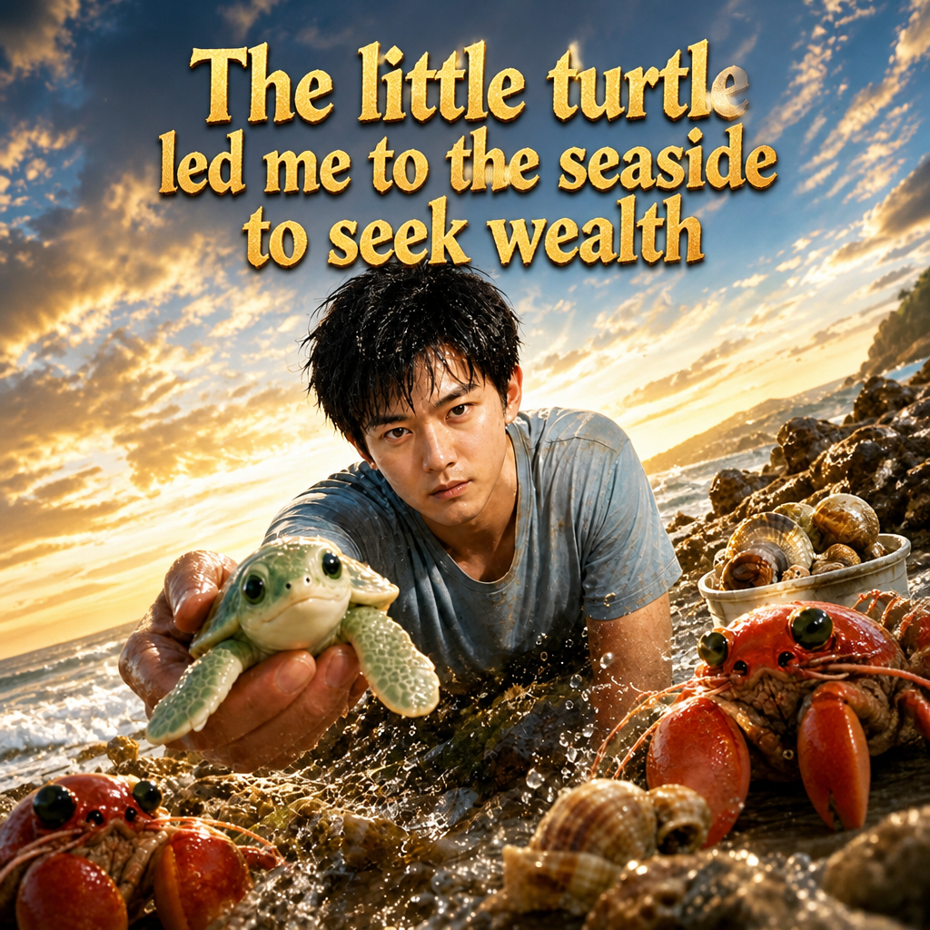 The little turtle led me to the seaside to seek wealth poster