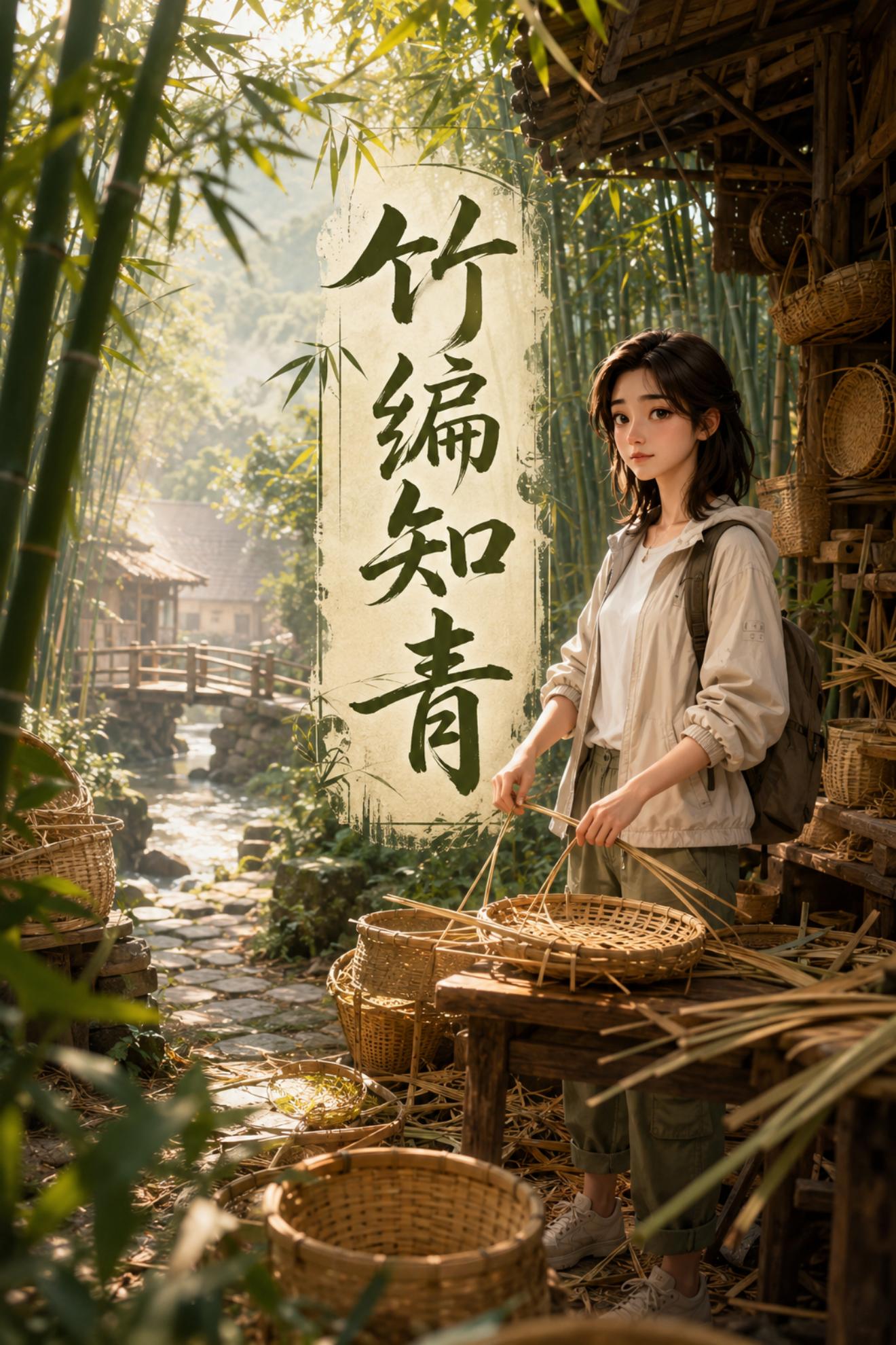 Bamboo weaving educated youth poster