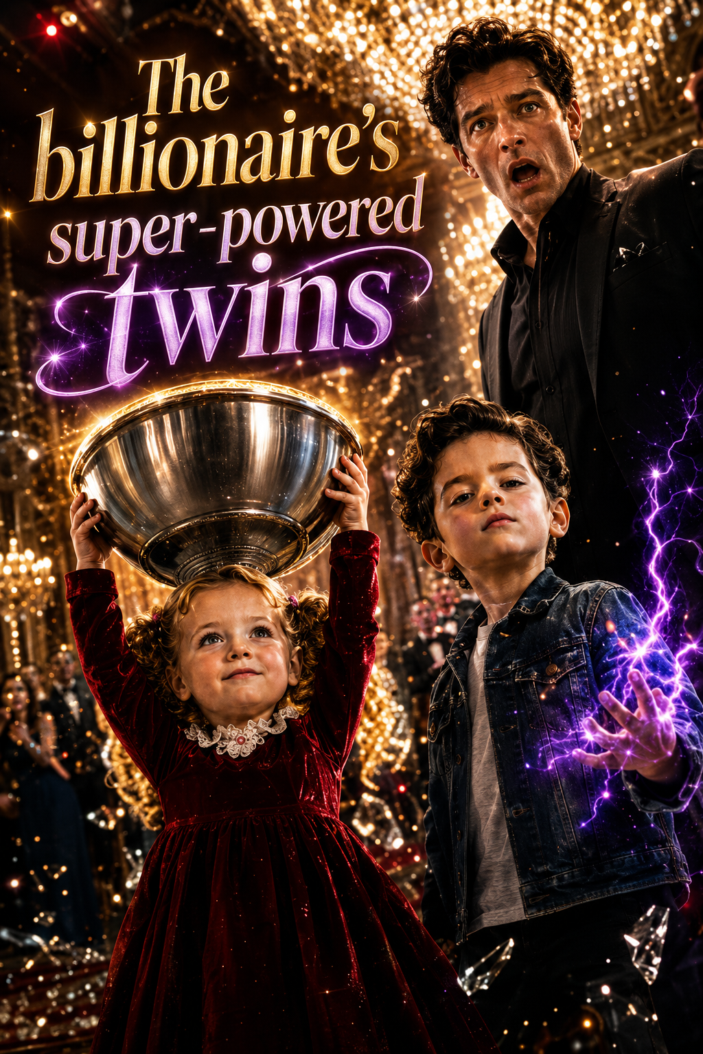 The billionaire's super-powered twins poster